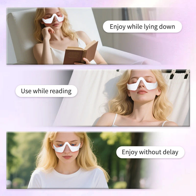 Under Eye Red Light Therapy Device Red Light Therapy Glasses USB Rechargeable 4 Modes Eye Massager for Eye Bags Reduce Dark